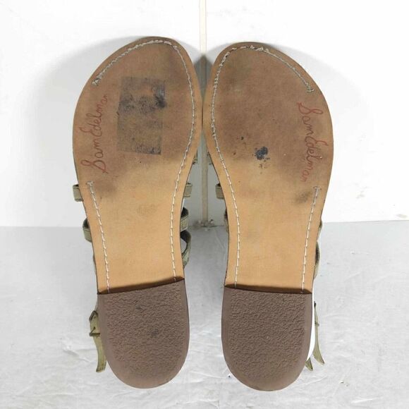 Sam Edelman Women's Gilda US8 Leather Green Camo Strappy Roman Gladiator Sandals - Picture 11 of 12